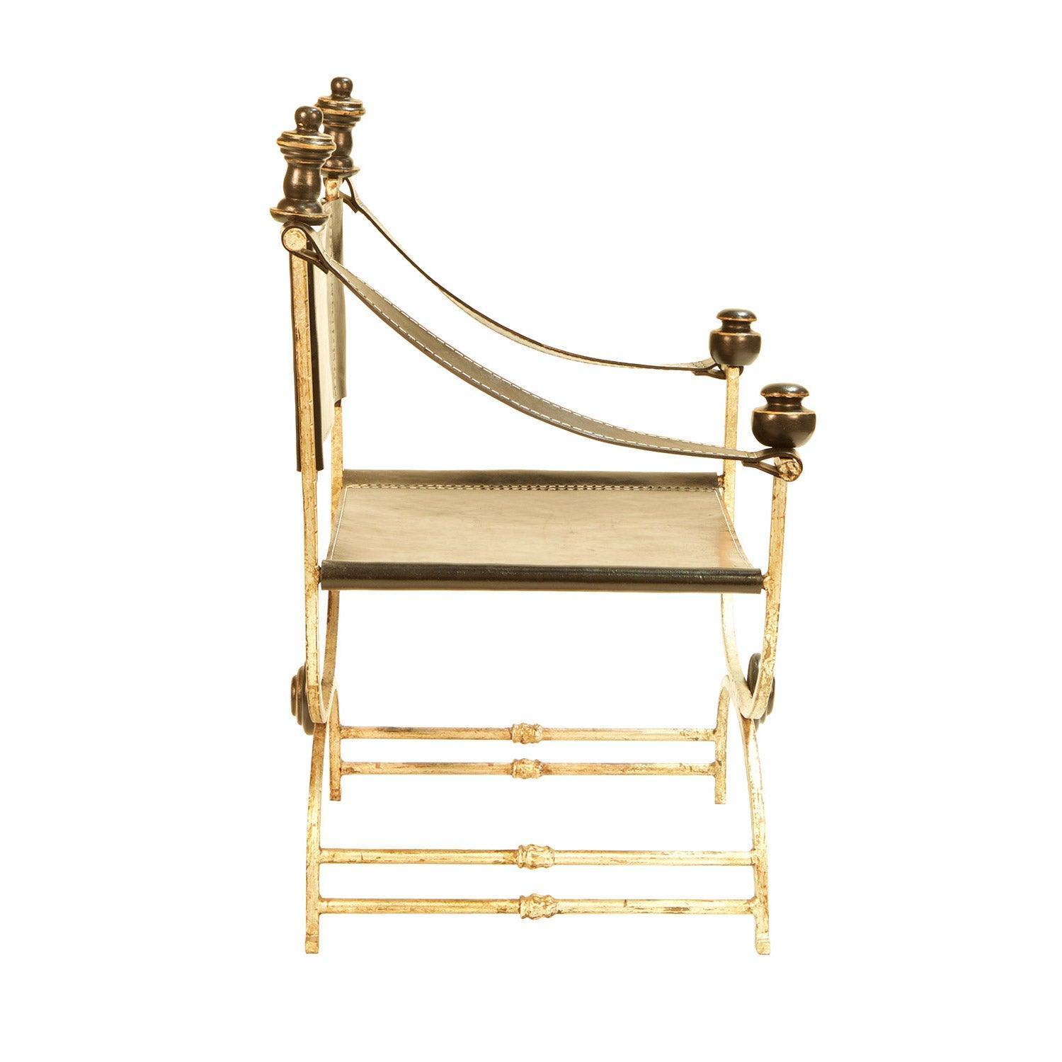 Black Leather & Steel Director Accent Chair - Belle Escape