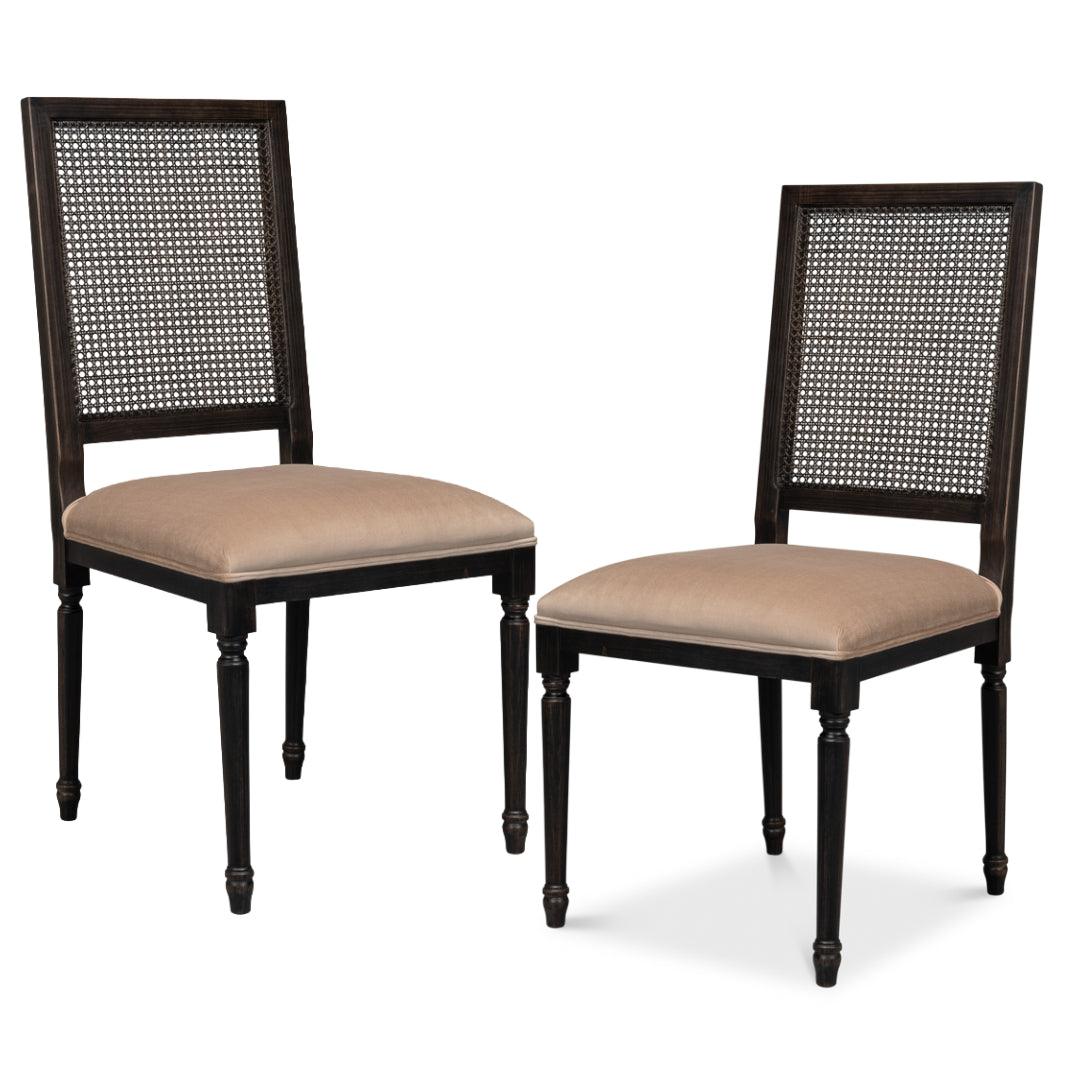 Black Cane Back Side Chairs - Set
