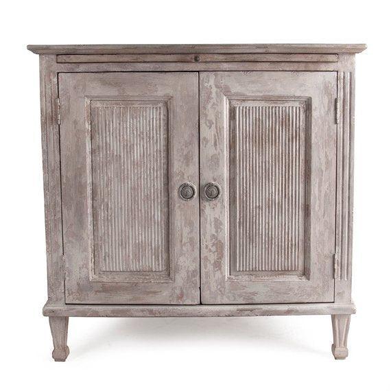 Blanca Distressed White Side Cabinet - Belle Escape