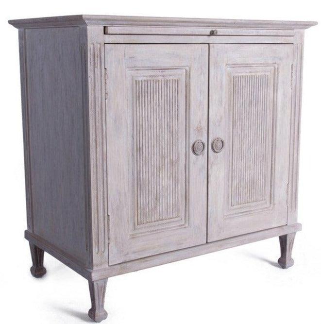 Blanca Distressed White Side Cabinet - Belle Escape