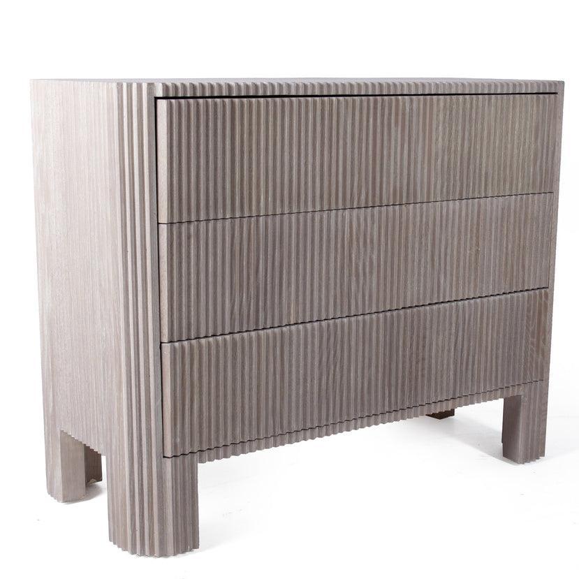 Bleached Oak Ribbed 3-Drawer Chest - Belle Escape