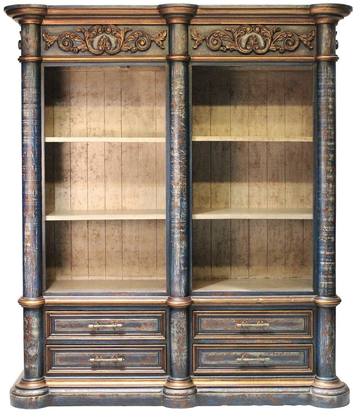 Blue Denim Amelie Carved Bookcase - Belle Escape