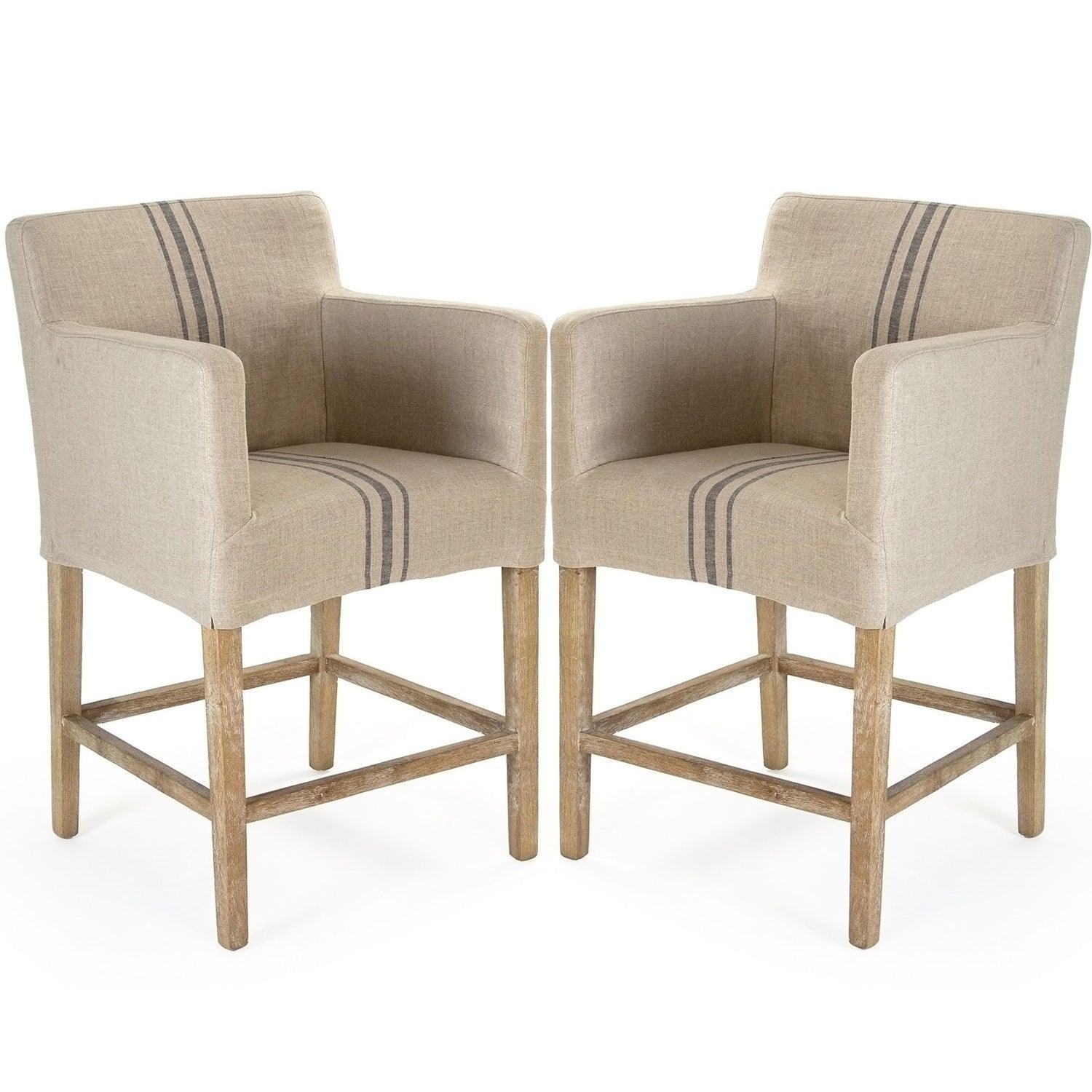 Blue Striped Avignon Counter Stool - Belle Escape