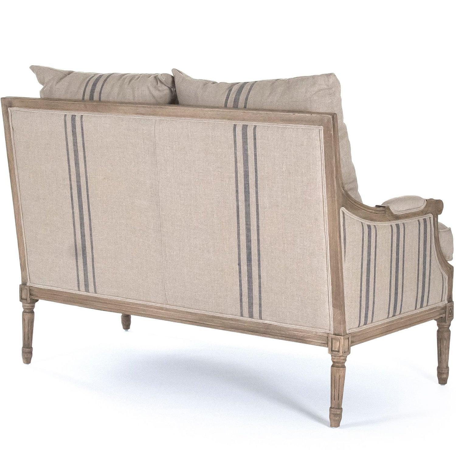 Blue Striped French Louis Settee - Belle Escape