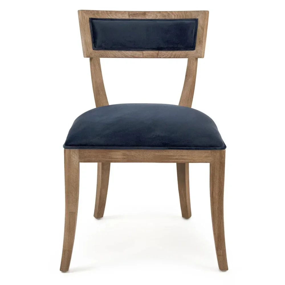 Blue Velvet Curved Back Chairs - Pair