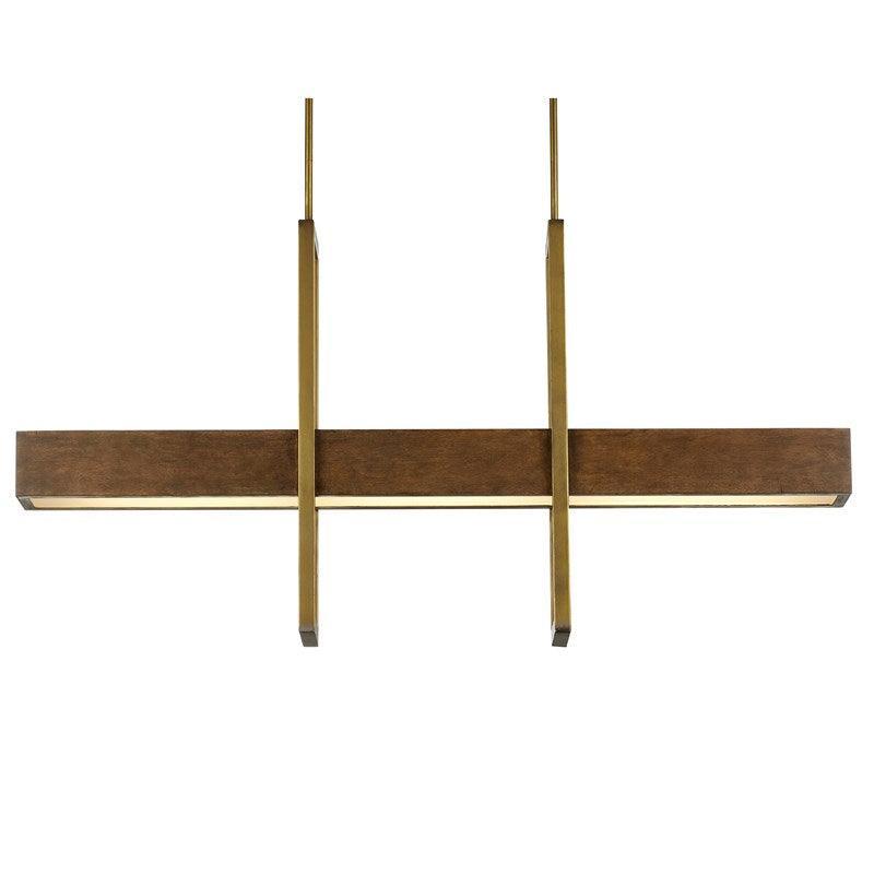 Brass & Wood Mid-Century Modern Chandelier - Belle Escape