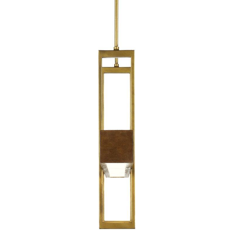 Brass & Wood Mid-Century Modern Chandelier - Belle Escape
