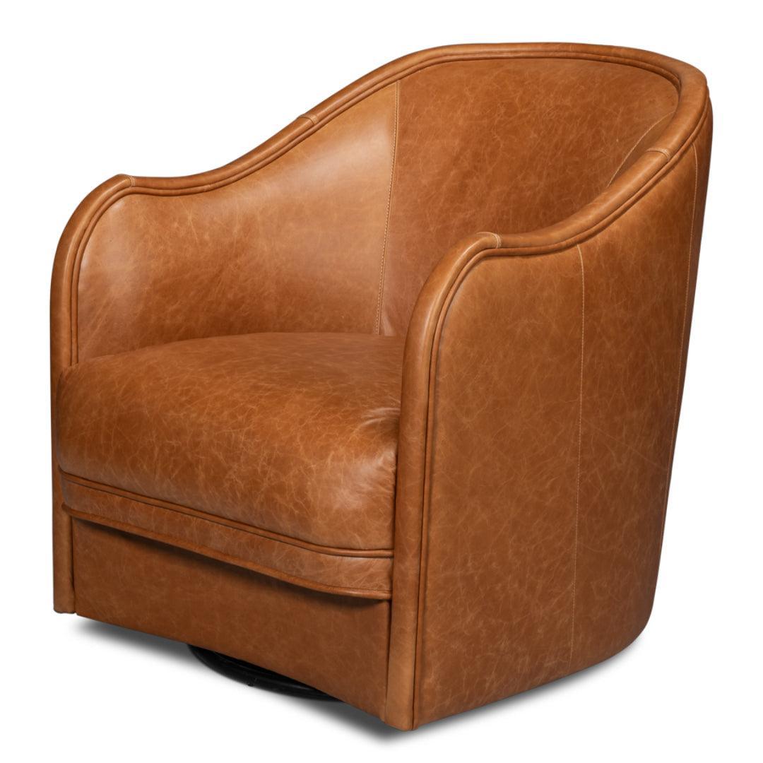 Brown Soft Leather Swivel Chair