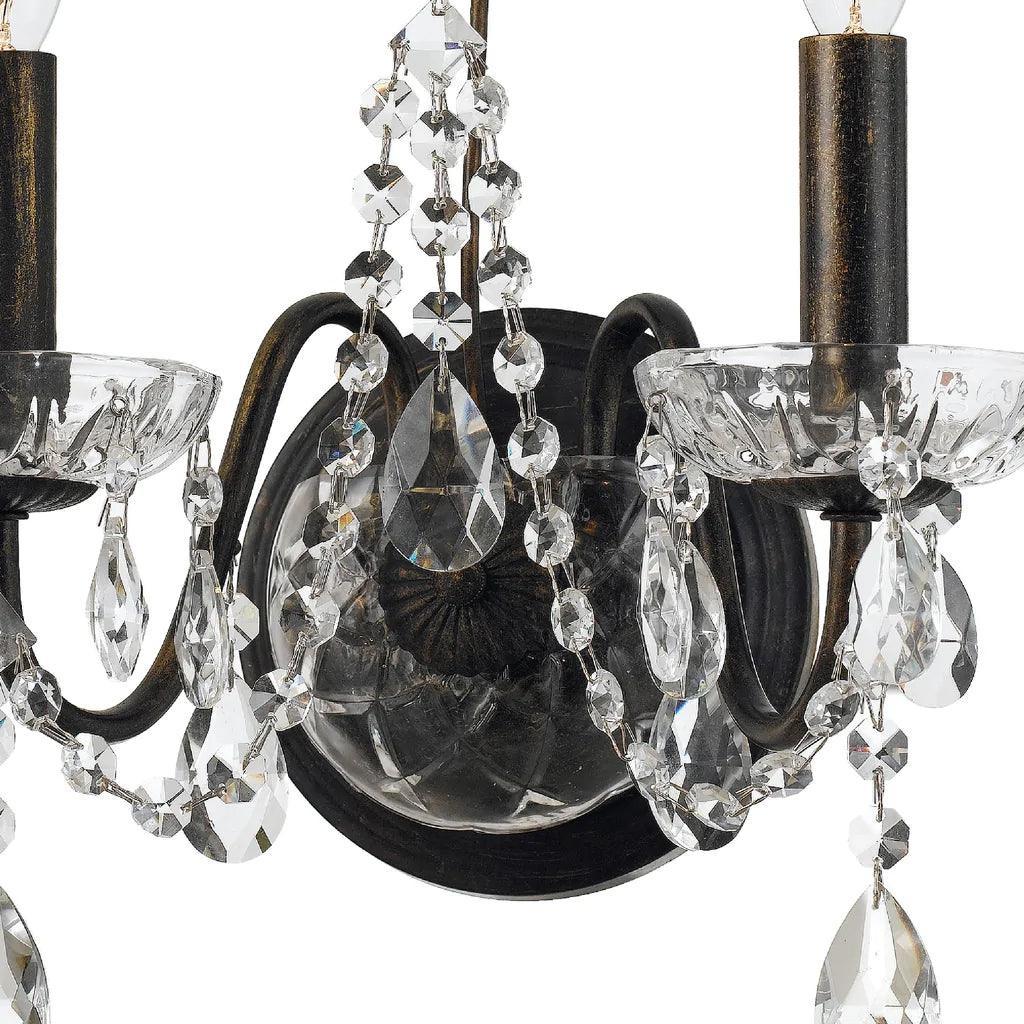 Bronzed Butler 2 Light Crystal Sconce - Belle Escape