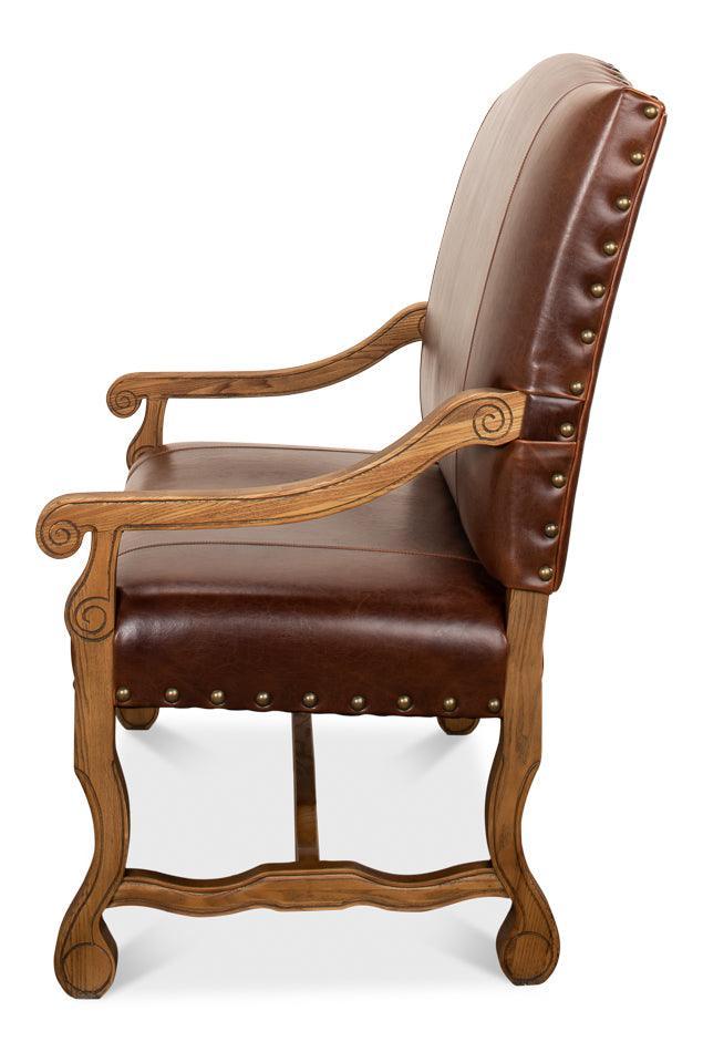 Brown Cowhide Ranch Leather Bench - Belle Escape