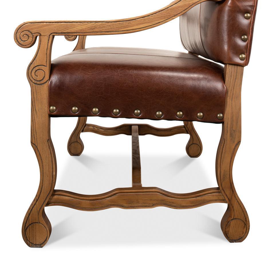 Brown Cowhide Ranch Leather Bench - Belle Escape