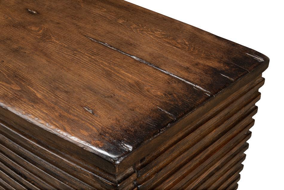 Brown Rustic Manor Ribbed Cabinet - Belle Escape