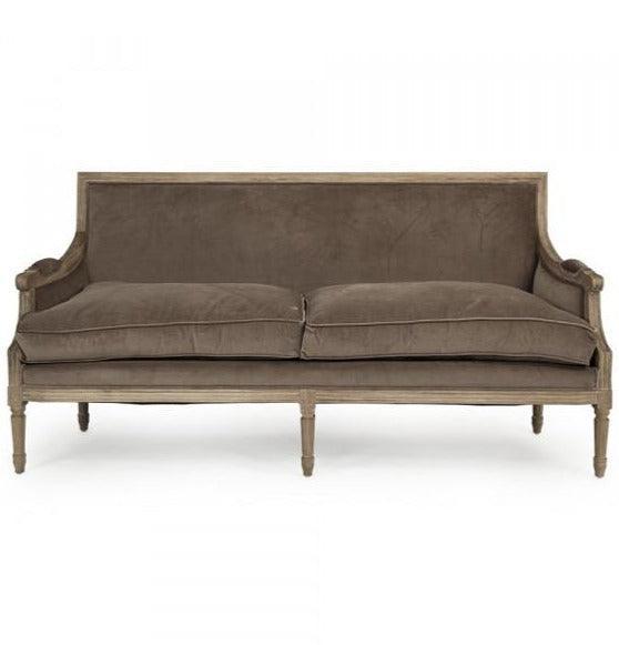 Brown Velvet French Louis Sofa - Belle Escape