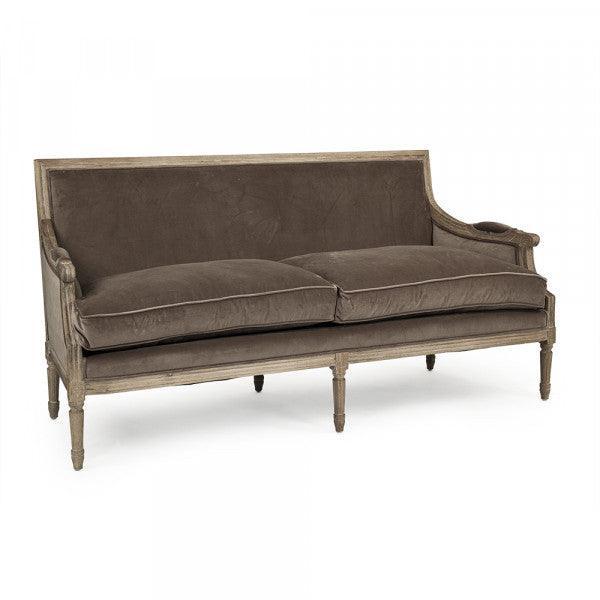 Brown Velvet French Louis Sofa - Belle Escape