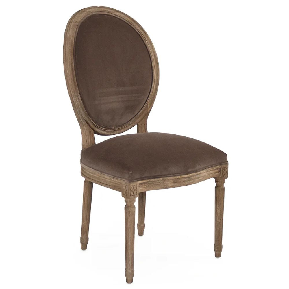 Brown Velvet French Medallion Dining Chair