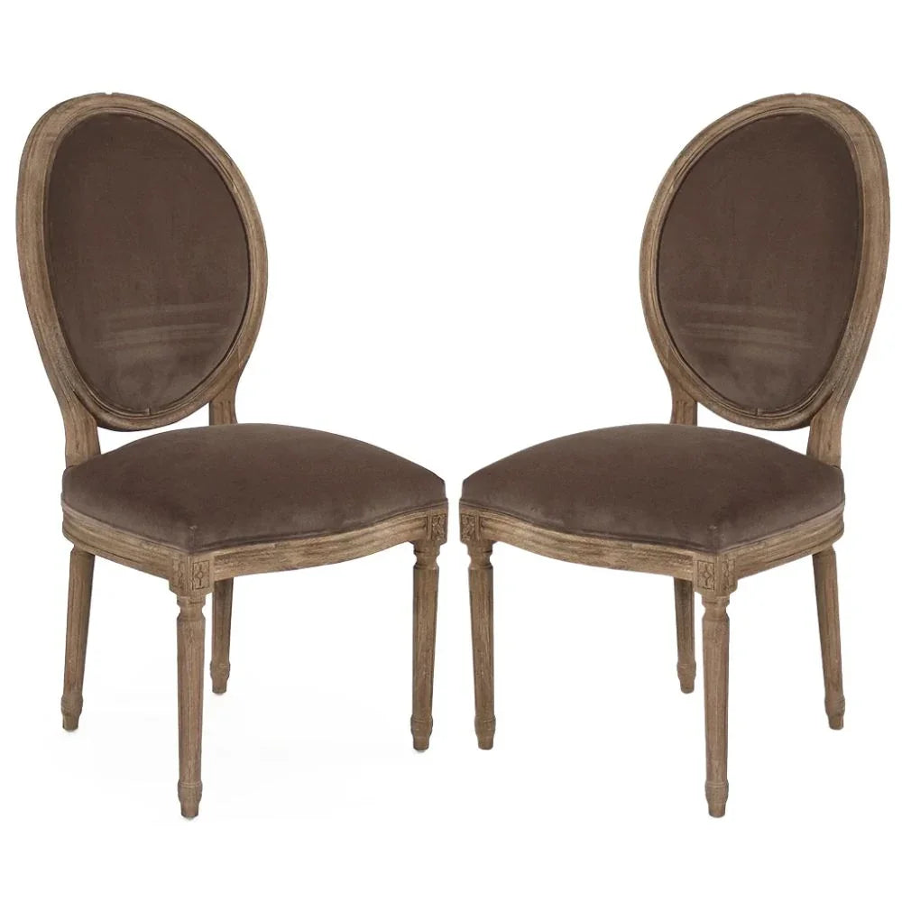 Round Back Brown Velvet Louis Dining Chair