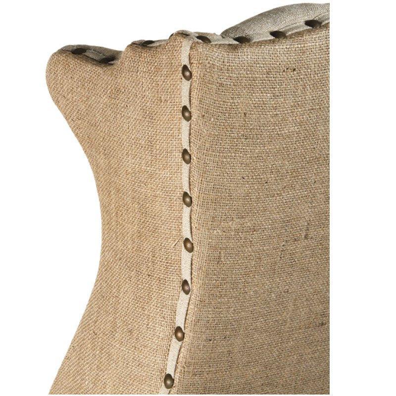 Burlap and Linen Tufted Wing Chair - Belle Escape