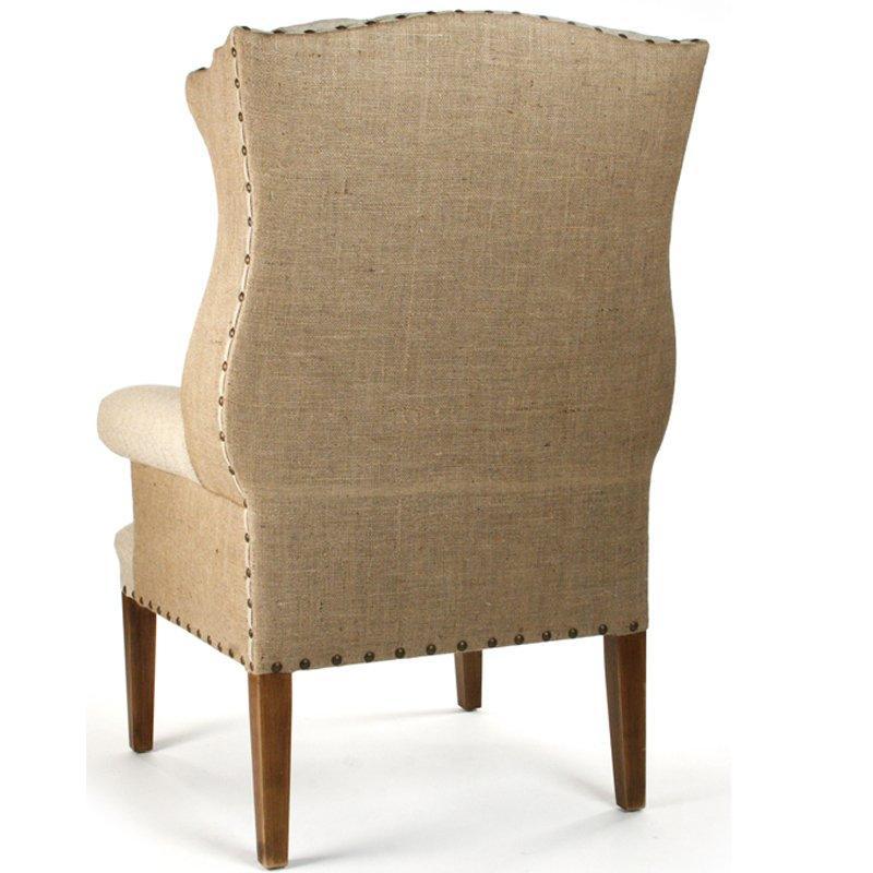 Burlap and Linen Tufted Wing Chair - Belle Escape