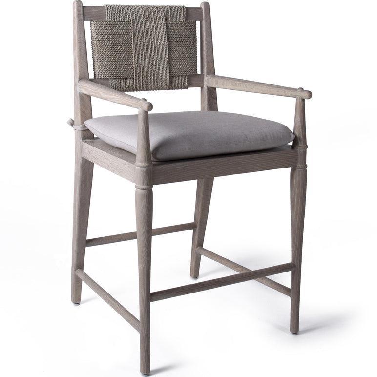 Cadiz Rush Back Counter Stool with Arms - Belle Escape