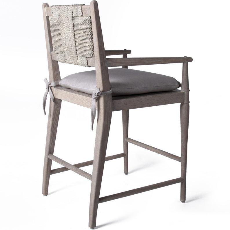 Cadiz Rush Back Counter Stool with Arms - Belle Escape