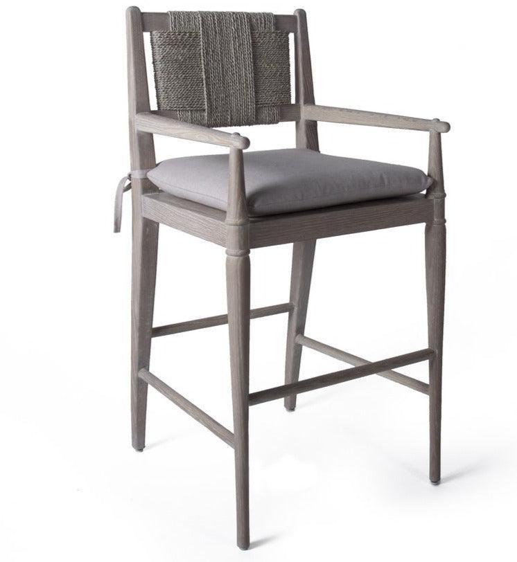 Cadiz Rush Back Counter Stool with Arms - Belle Escape
