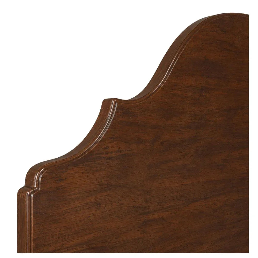 Wood Stained Arched Scalloped Bed