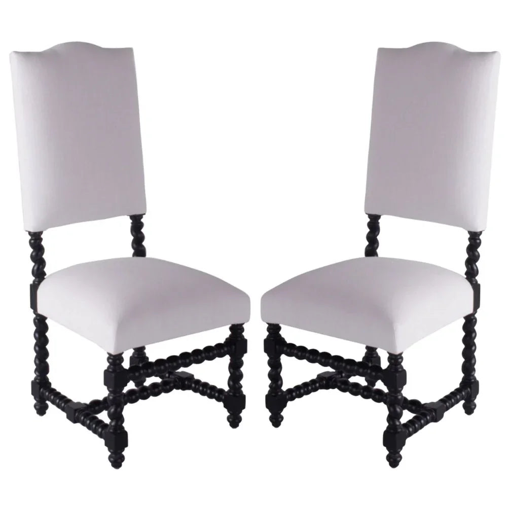 Camelback Spiral Leg Spanish Dining Chair
