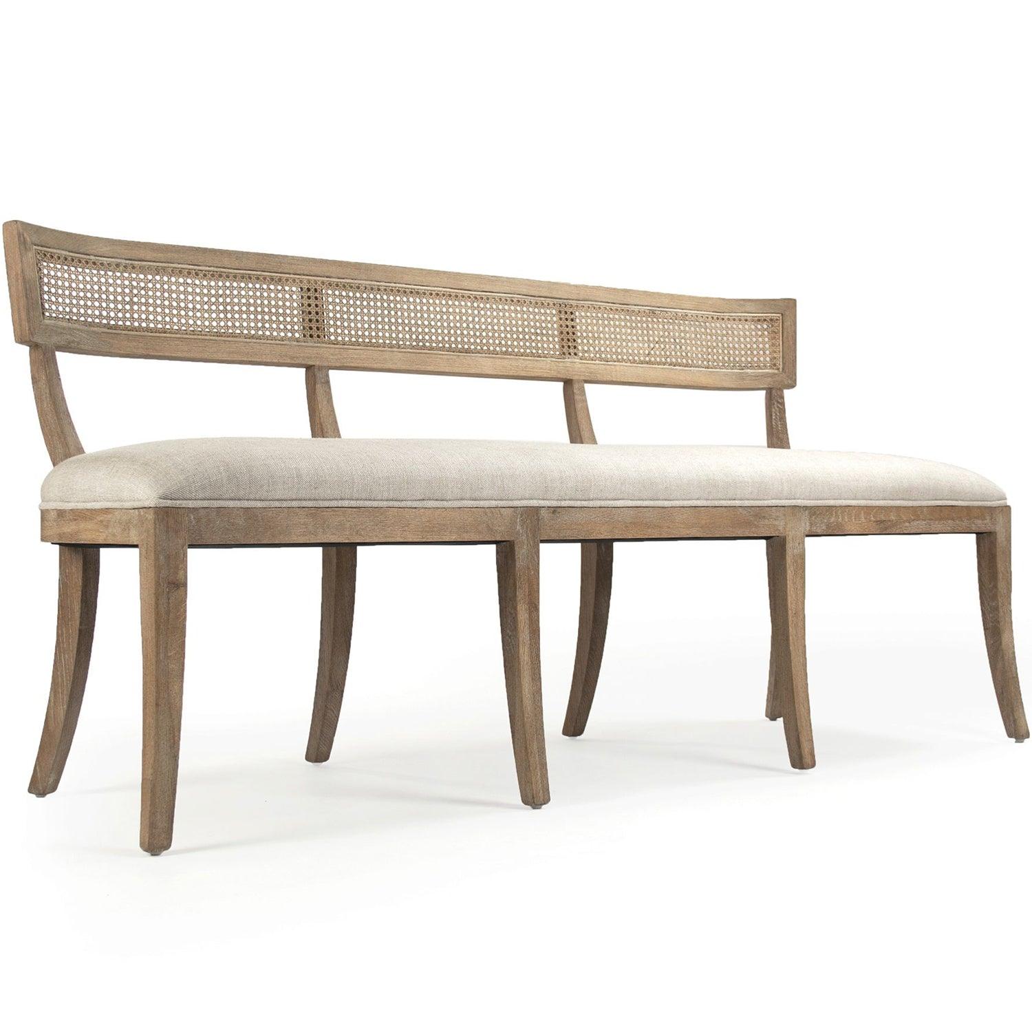 Cane Back Curved Cabriole Bench - Belle Escape