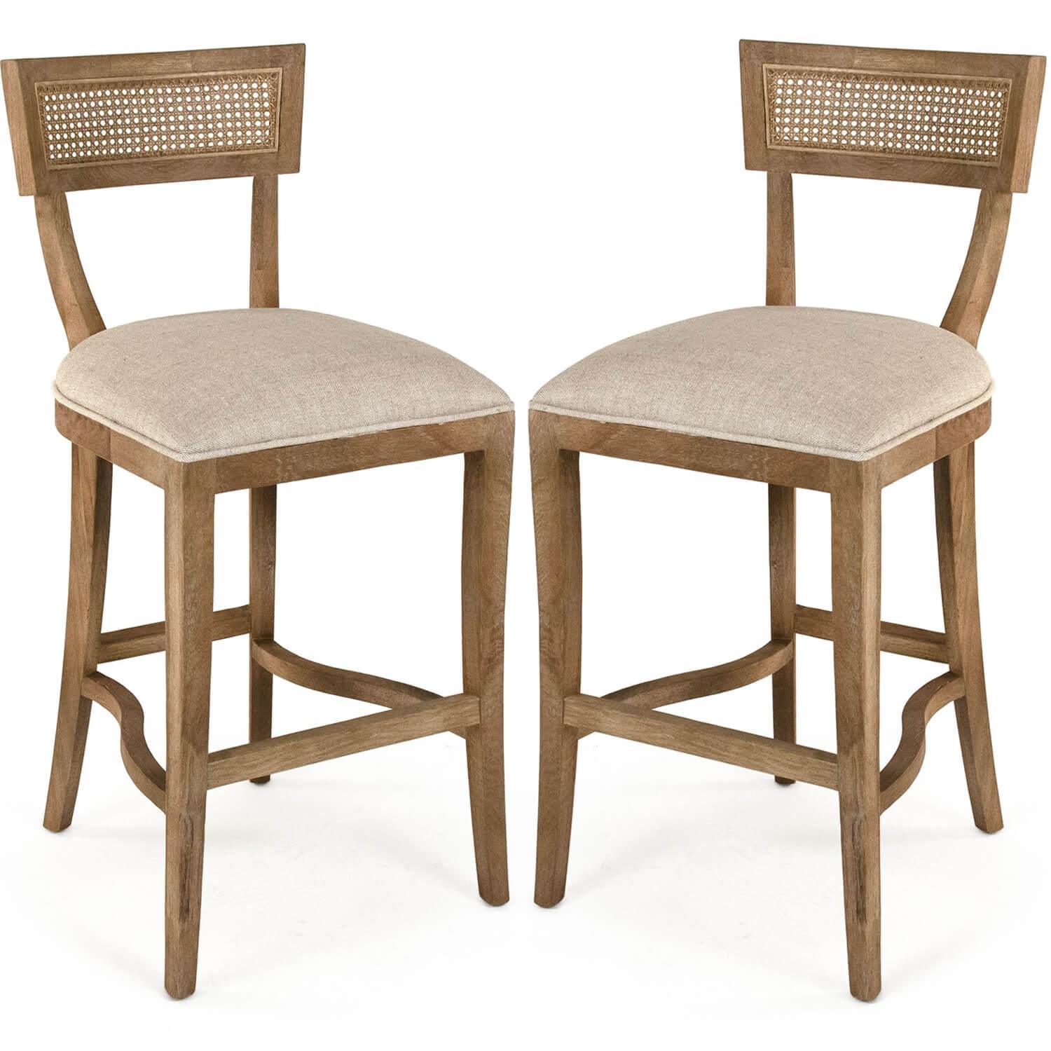 Cane Curved Back Bar Stools - Belle Escape