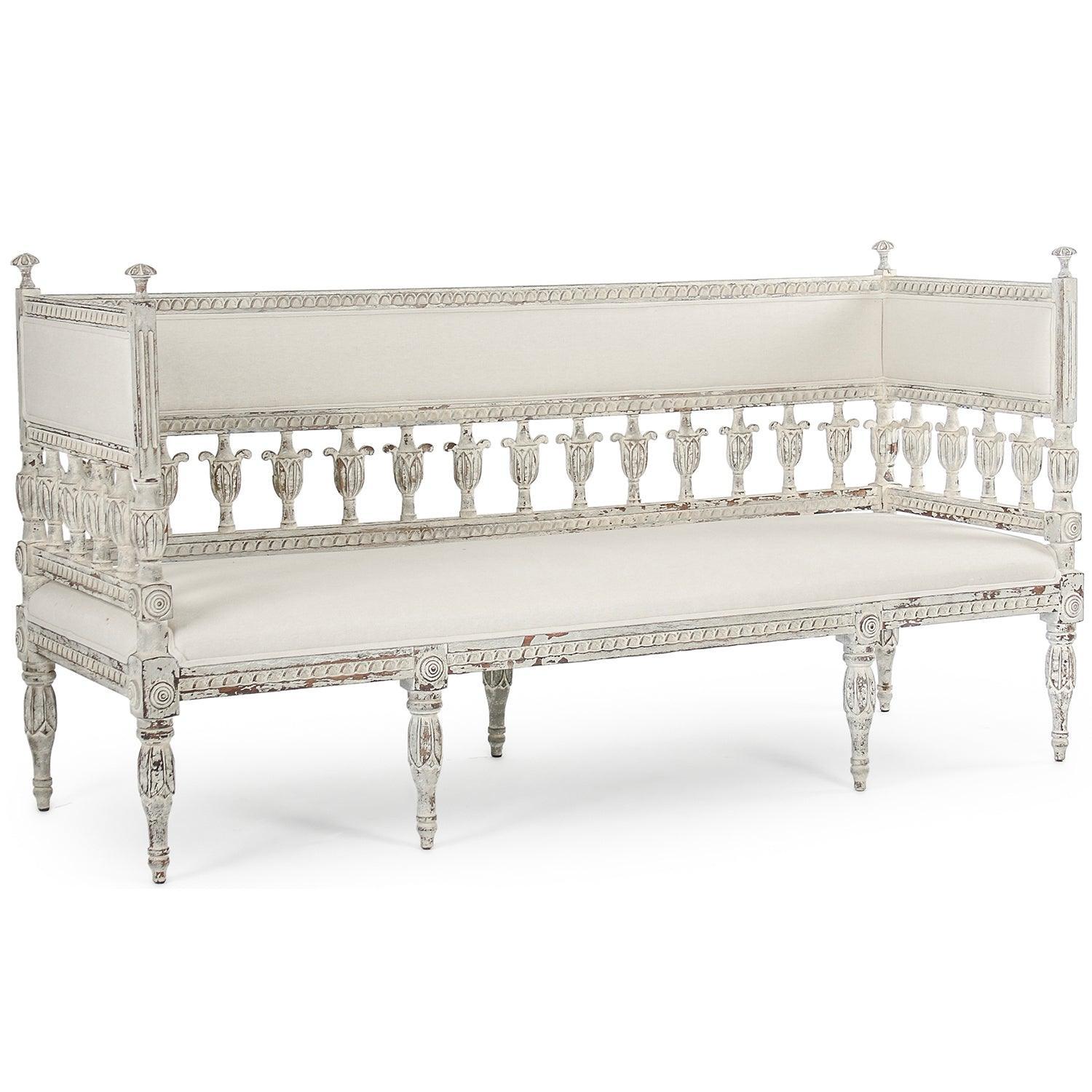 Carved French Vintage Sofa Bench - Belle Escape