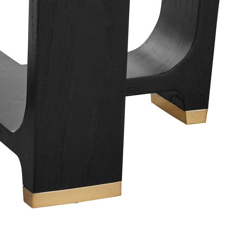 Caviar Gold Tip Black Dining Table - Belle Escape
