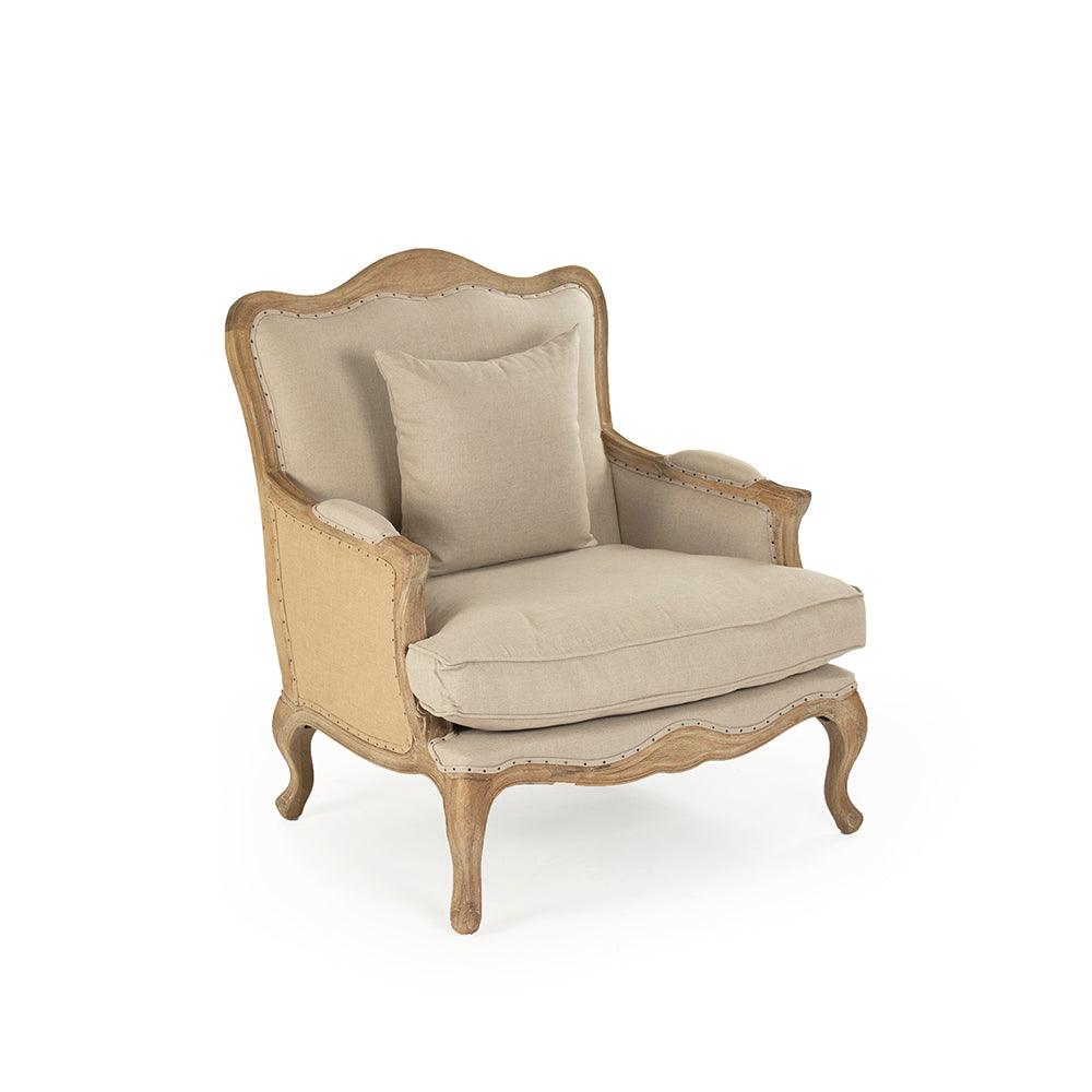 French Burlap Club Chair