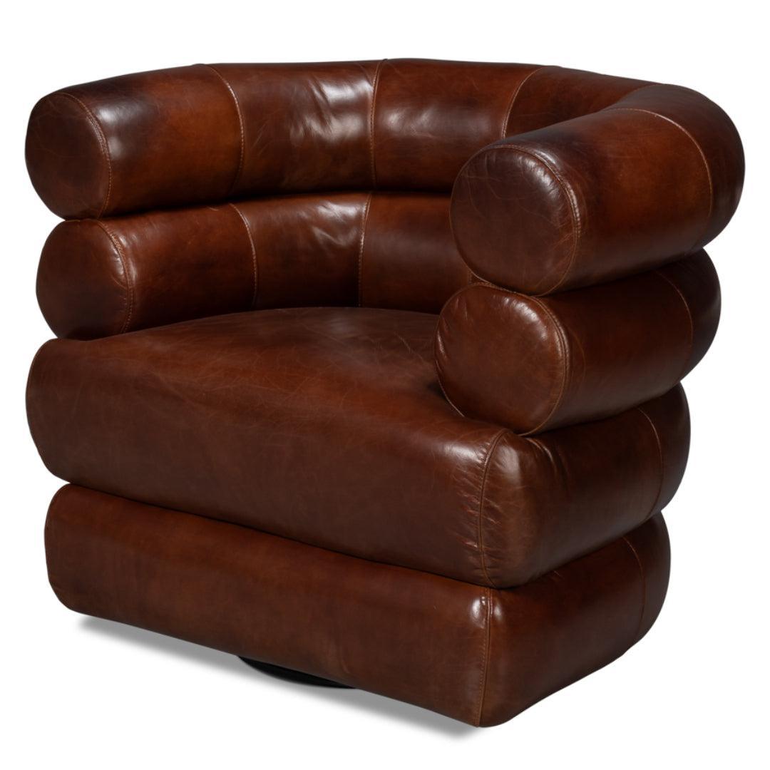 Newark Brown Leather Swivel Chair