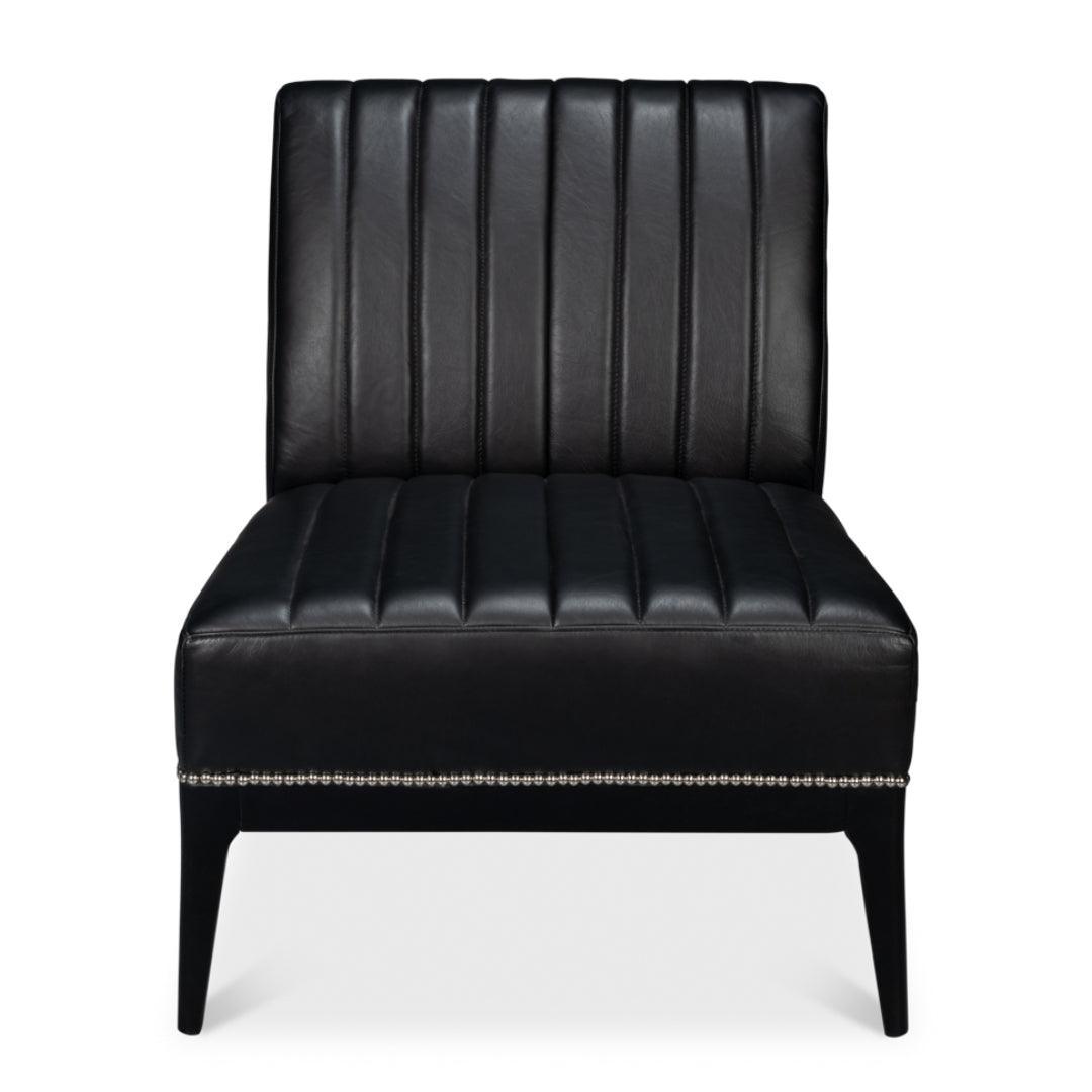 Modern Black Leather Slipper Chair