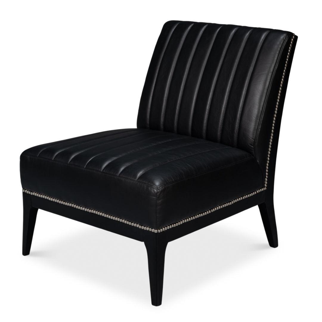 Modern Black Leather Slipper Chair