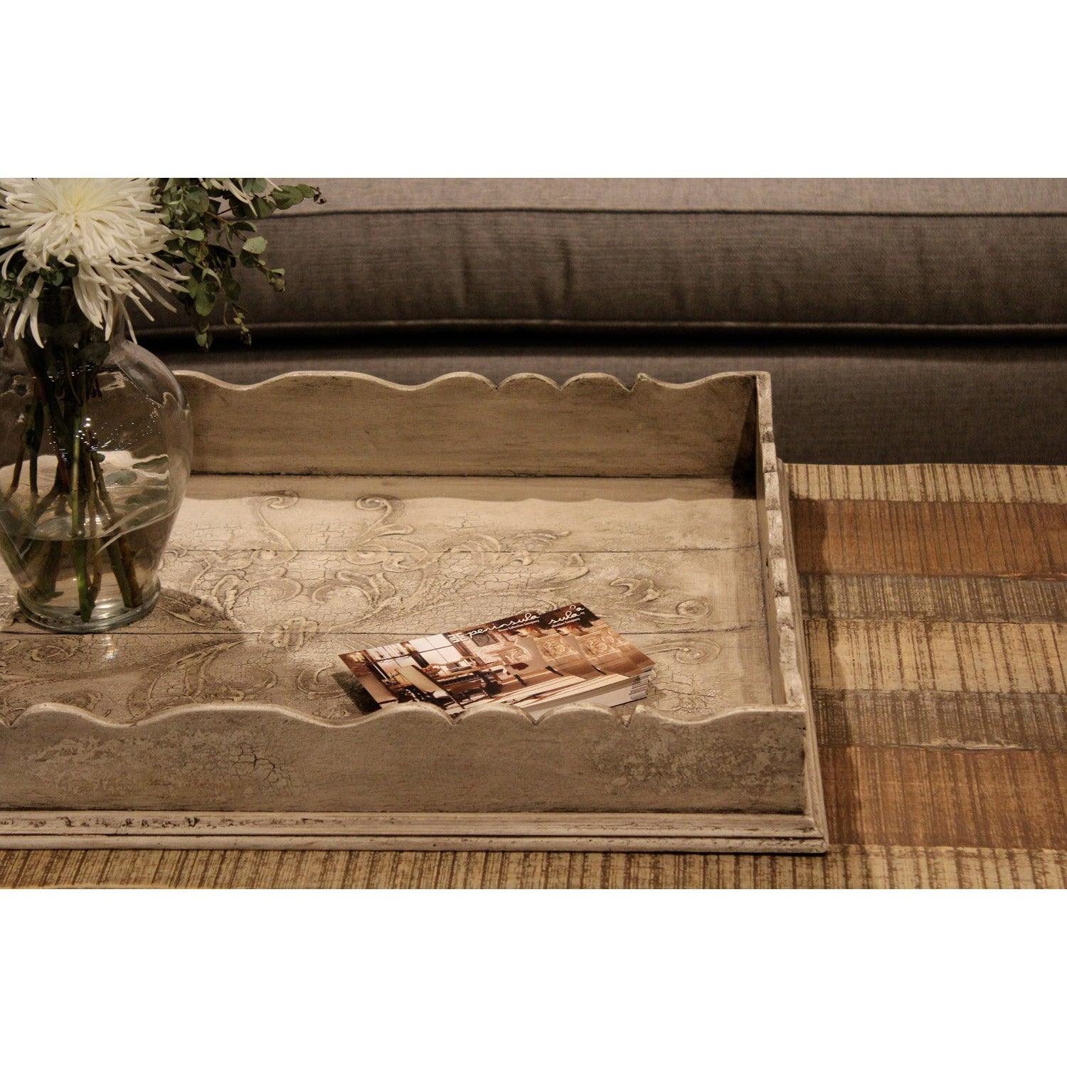 Charlotte Painted Scroll Wood Tray - Belle Escape