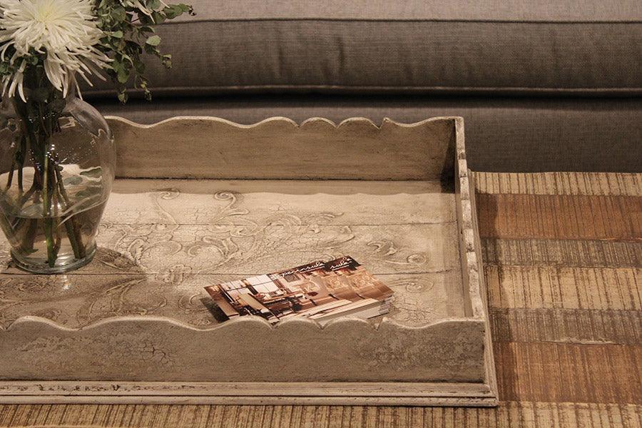 Charlotte Painted Scroll Wood Tray - Belle Escape