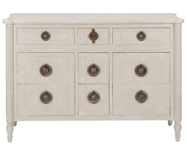 Charlton Grey Country 9-Drawer Chest - Belle Escape