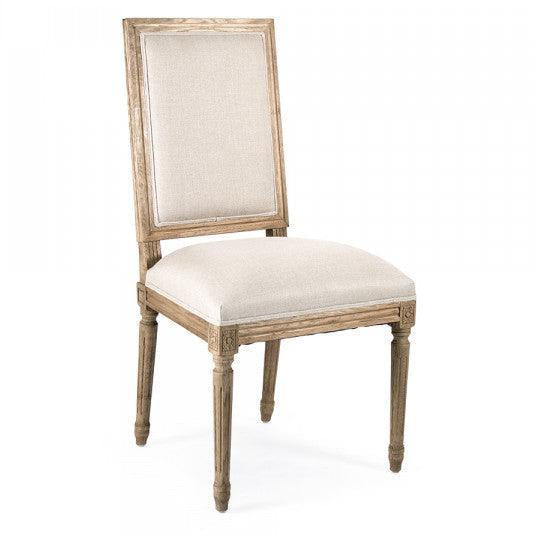 Classic Louis Natural Linen Side Chairs - Pair - Belle Escape