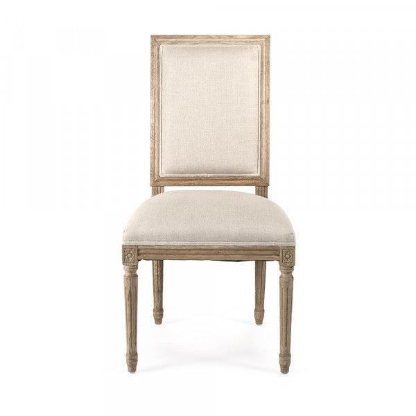 Classic Louis Natural Linen Side Chairs - Pair - Belle Escape