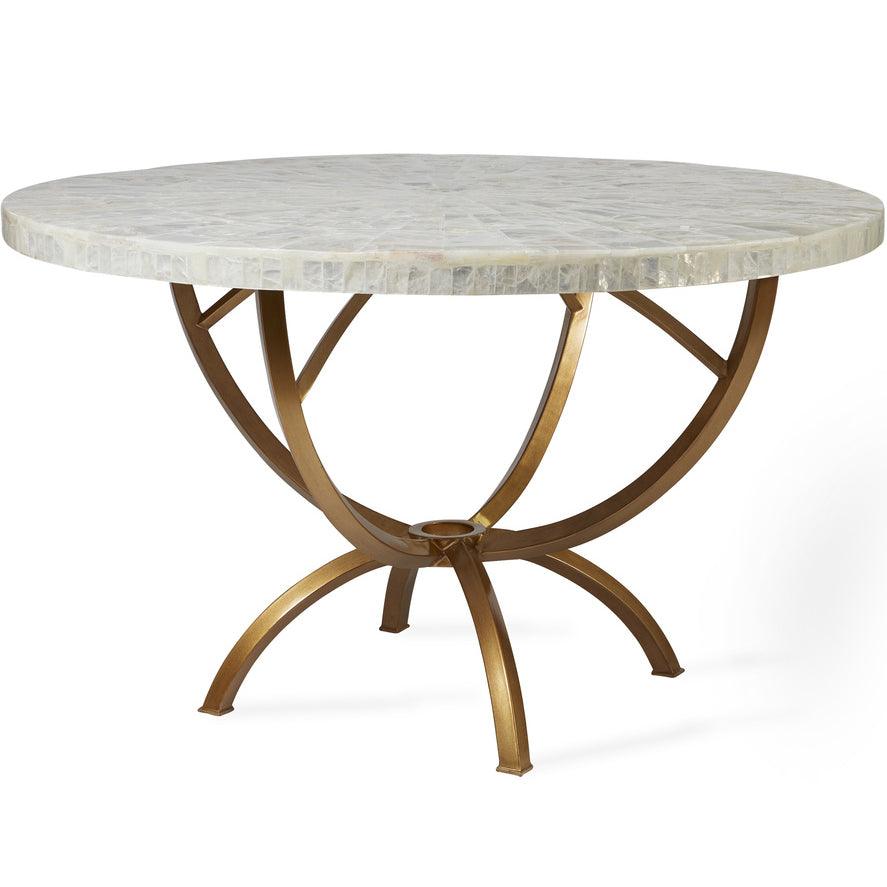 Contemporary Gold Metal Base Dining Table - Belle Escape