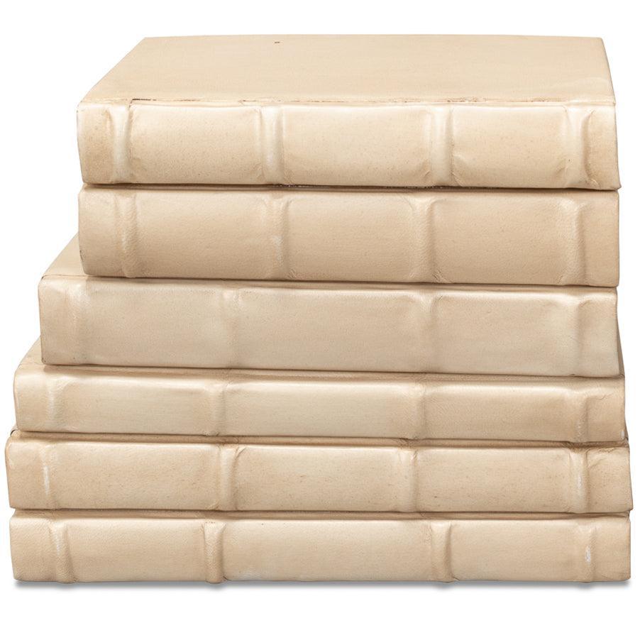 Cream Leather Bound Decorative Books - Belle Escape