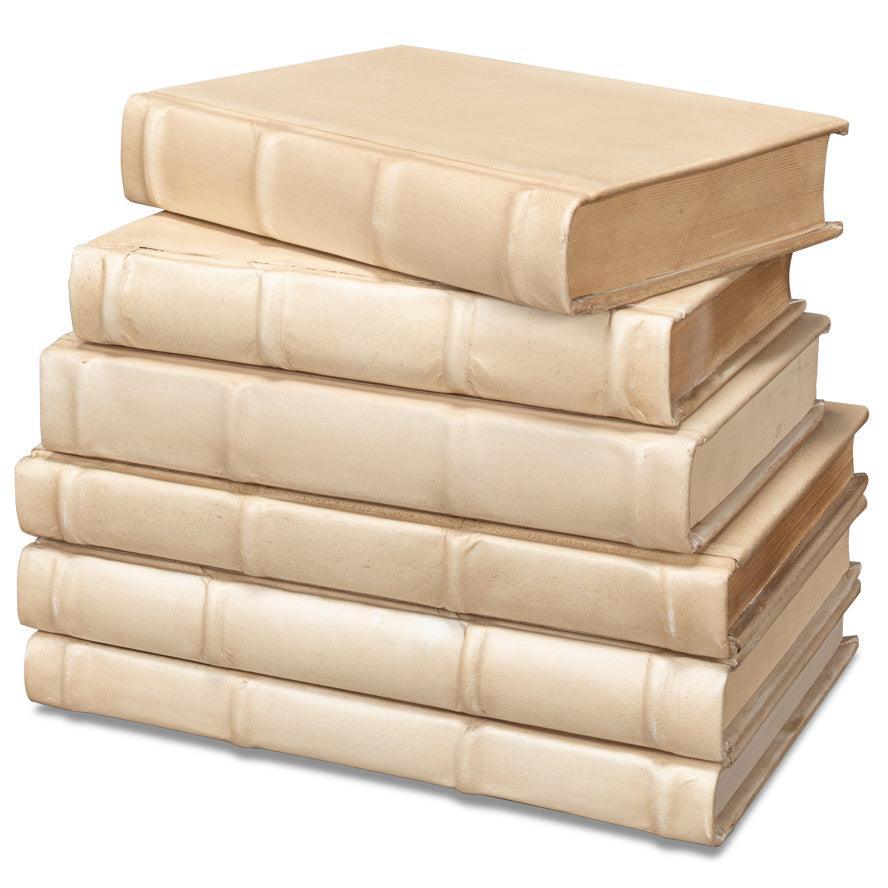Cream Leather Bound Decorative Books - Belle Escape