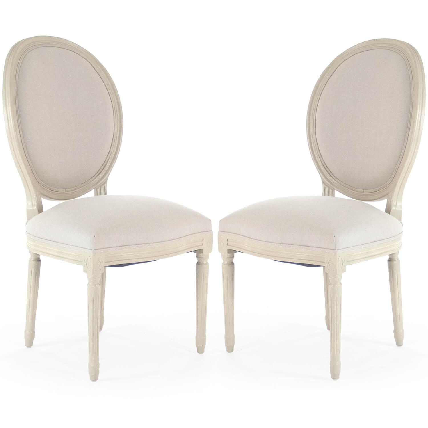 Cream Round Back Medallion Side Chairs - Belle Escape
