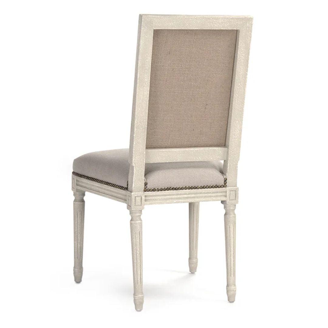 Nail Studded Ivory Louis Side Chair