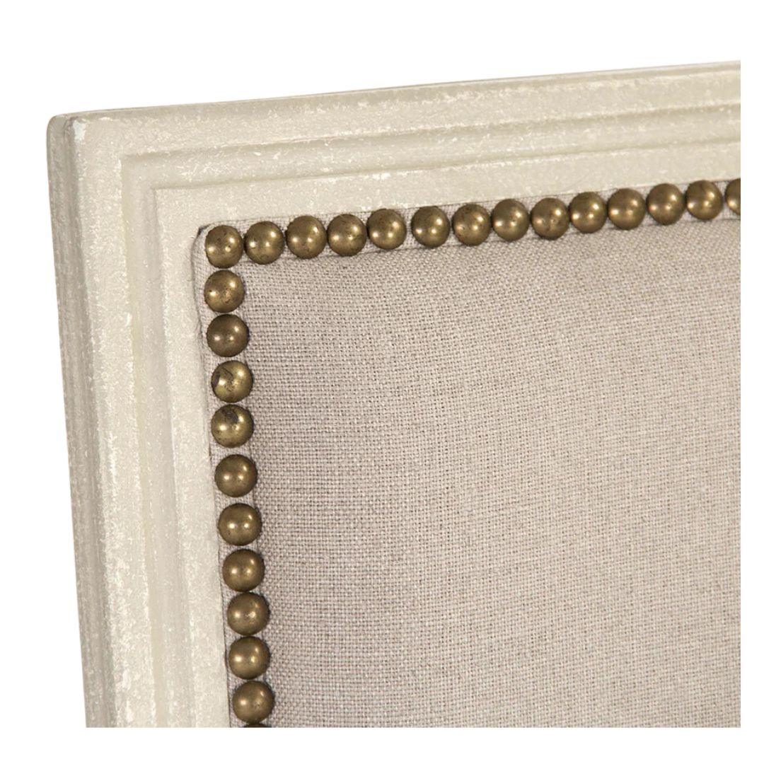 Nail Studded Ivory Louis Side Chair
