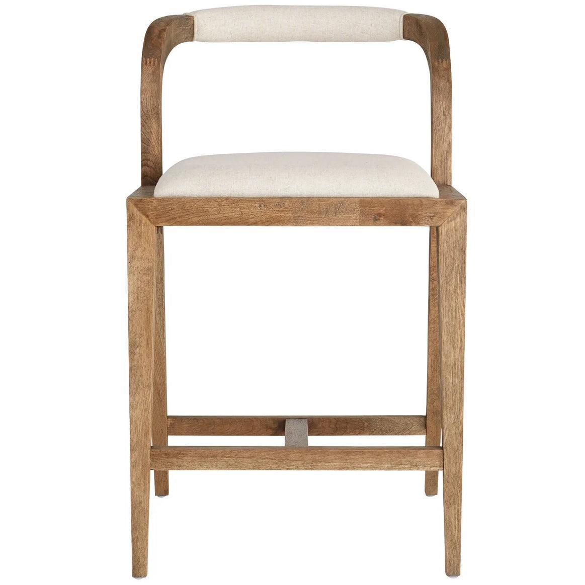 Curved Back Natural Wood Counter Stool - Belle Escape