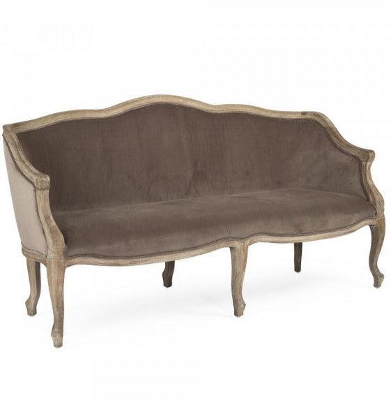 Curvy Brown Velvet Louis Sofa - Belle Escape