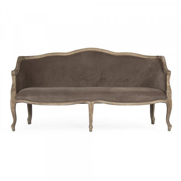 Curvy Brown Velvet Louis Sofa - Belle Escape