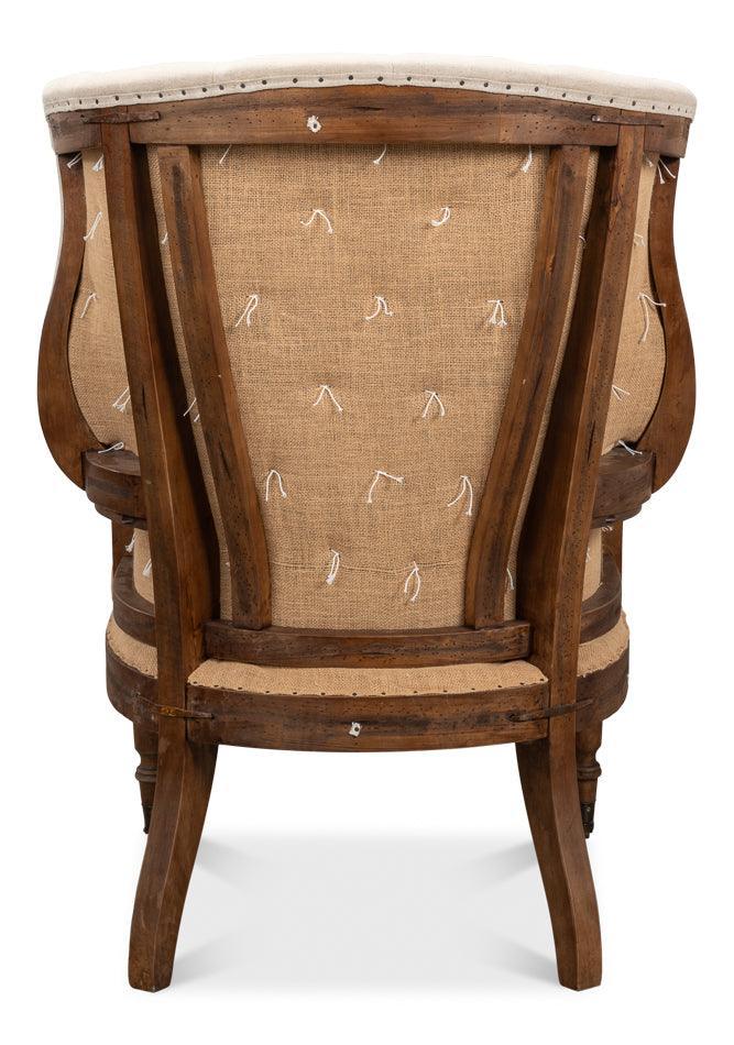 Deconstructed Tufted Arm Chair with Leather Seat - Belle Escape